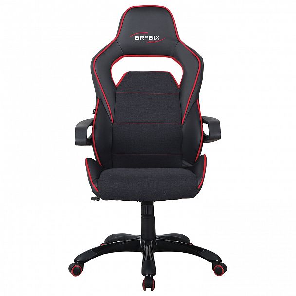Кресло компьютерное BRABIX "Nitro GM-001", ткань, экокожа, черное, вставки красные, 531816 - Вид 4