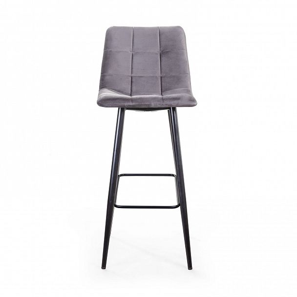 Стул барный UNO, бархат светло-серый 26 / чёрный конус - Вид 3