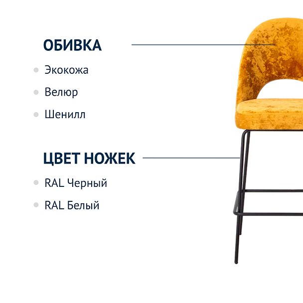 Стул барный Маллин, велюр Palermo gold 10, ножки металл - Вид 7