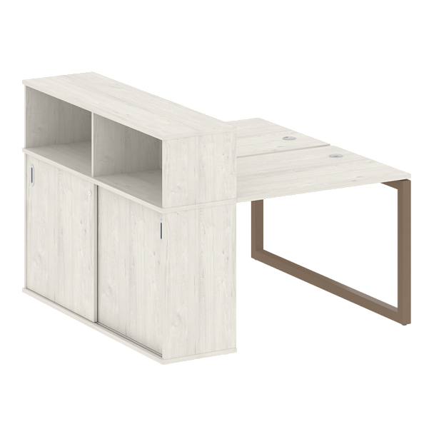 Metal System Quattro Р. ст. с шкафом-купе на О-образном м/к 50БО.РС-СШК-2.1 Т Дуб наварра/Мокко металл 1410*1475*1098 - Вид 1