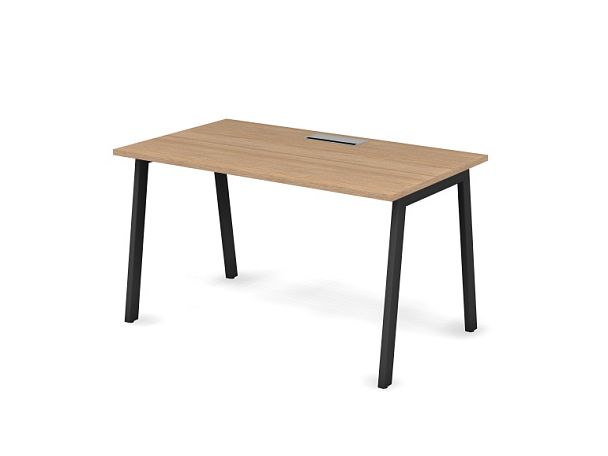 MATRIX 121S104-A Стол прямой, проводник Merida (A-обр. опоры) 1380х780х775 Швейцарский вяз/Темно-сер - Вид 1