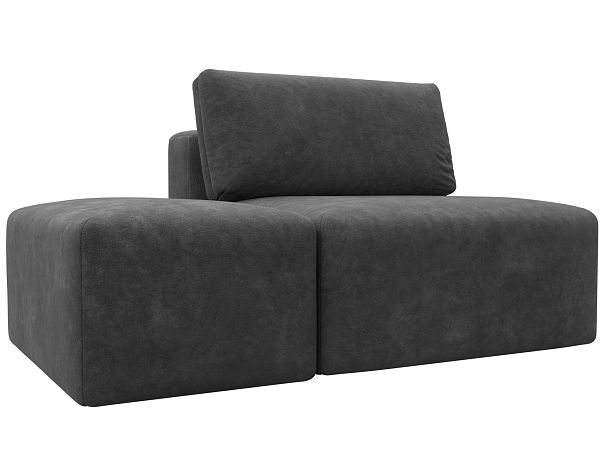 Модули диван и пуф Лига-060 НПБ Велюр серый - Вид 2