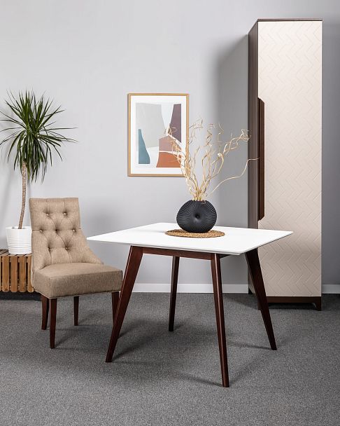 Стол Лунд 960*960 Белый Темный орех - Вид 6