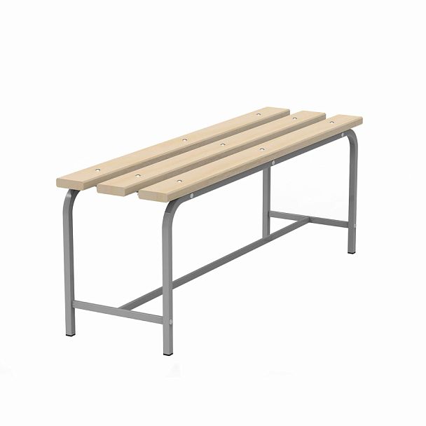 Скамья деревянная на металлокаркасе "СТ 1200", 1200х350х450 мм, каркас металлический серый, сиденье дерево - Вид 1