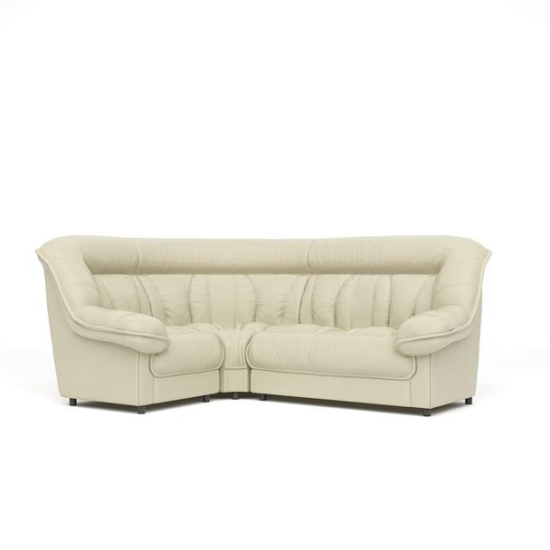 Диван угловой 1У2 Эдельвейс Ed/1y2 экокожа светло-бежевая CN1112 - Вид 1