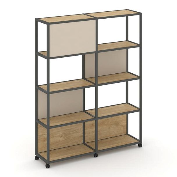 Shelf Mobile Стеллаж 5 уровней 2 секции VR.LT-STK-514.10 Тиквуд Светлый/Металл Антрацит/W-04 1970*400*2000 - Вид 1