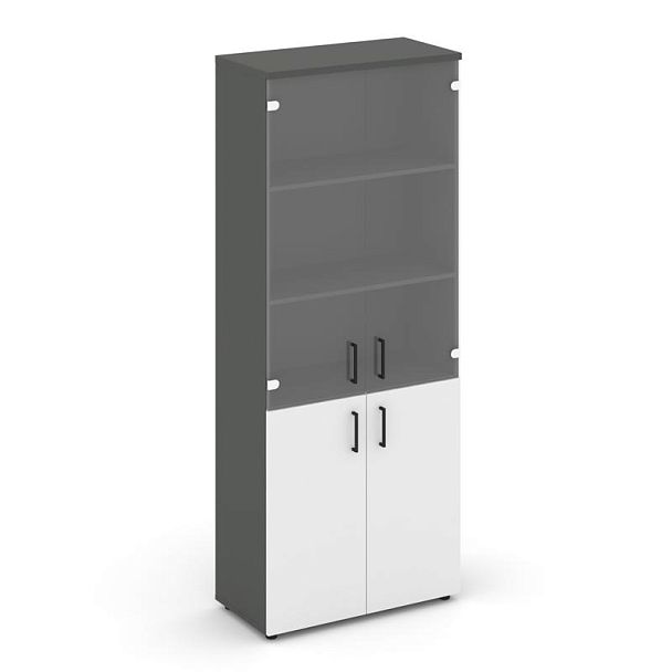Style Project Шкаф высокий широкий SN.STS-102 Антрацит/Антрацит/Белый/Черный Ручки 796*400*1982 - Вид 1