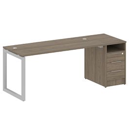 Metal System Quattro Р. ст. с тумбой на О-образном м/к 50БО.РС-СТП-1.4 Вяз/Серый металл 2012*720*750 - Фото предпросмотра