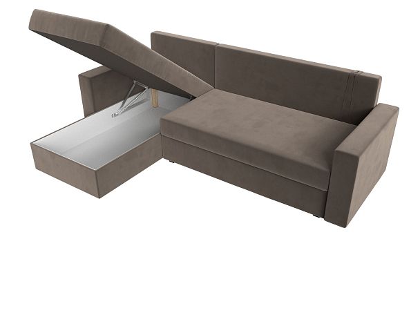 Угловой диван Траумберг Лайт левый (полностью велюр коричневый) - Вид 7