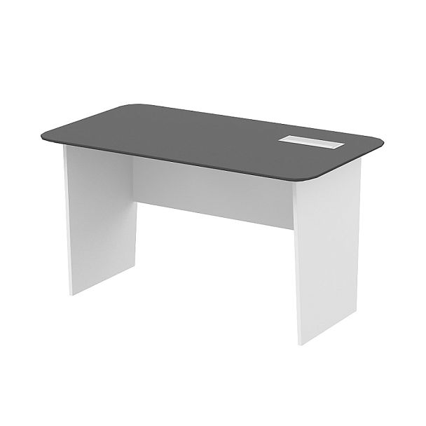 Столы рабочие "Столы руководителя"  ПК-МИН-СТ140Х80МП/Д/18/1-В1-985 вольфрам серый+белый - Вид 1