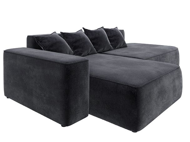 Диван угловой Лига-065 угол левый Велюр серый - Вид 3