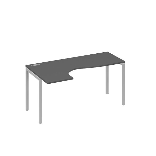 Стол эргономичный левый "Классика" на металлокаркасе DUE A4 А4 Б2 035 БП антрацит премиум / металлокаркас серый - Вид 1