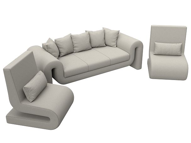 Набор Волна-1 (диван, 2 кресла) Рогожка бежевый - Вид 4