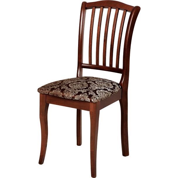 Стул деревянный с мягким сиденьем Элин Темный орех/Темно-коричневый жаккард - Вид 1