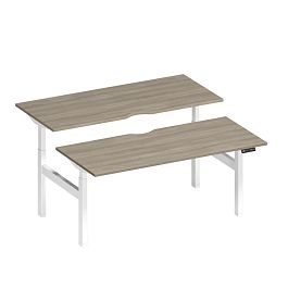 Рабочая станция на электроприводе с вырезами Elevo А2 БГ 104.2 ВЛ вяз либерти/ белый гладкий - Фото предпросмотра