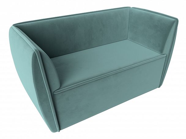 Прямой диван Бергамо 2-х местный (полностью велюр бирюзовый) - Вид 5