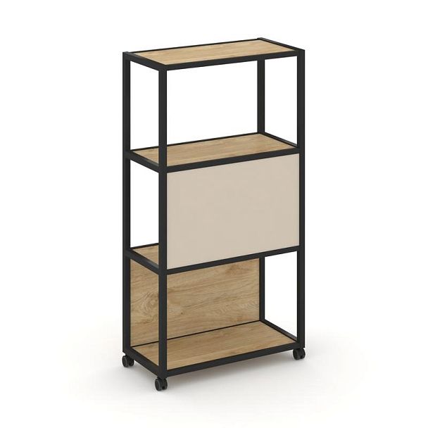 Shelf Mobile Стеллаж 4 уровня 1 секция VR.LT-STK-403.12 Тиквуд Светлый/Металл Черный/W-04 1200*400*1523 - Вид 2