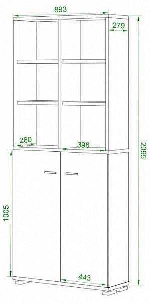 Шкаф-витрина Домино ПУ-30-4-ФС - Вид 2