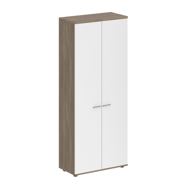 Шкаф высокий Sigma 800х400х1955, 2-х дв., з.ст ЛДСП / корпус: дуб темный;  фасады: белый - Вид 1