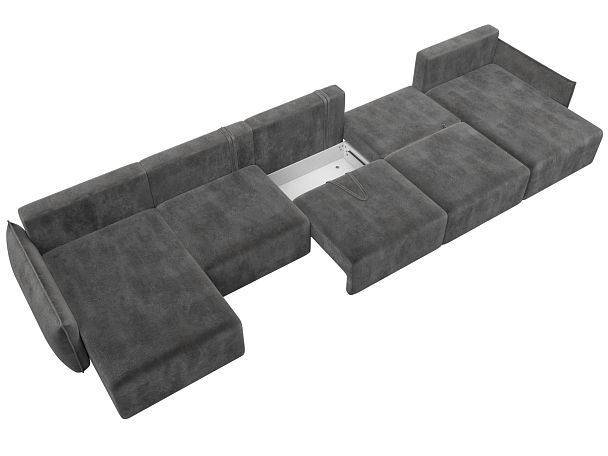 Диван п-образный Лига-051 НПБ МегаЛонг Велюр серый - Вид 8