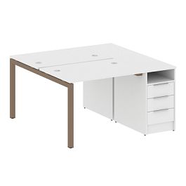 Metal System Quattro Р. ст. с тумбой на П-образном м/к 50БП.РС-СТП-2.1 Белый/Мокко металл 1412*1475*750 - Фото предпросмотра