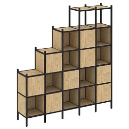 Loft Прямой стеллаж наборный VR.L-25 Тиквуд светлый/Чёрный металл 2110*446*2280 - Фото предпросмотра