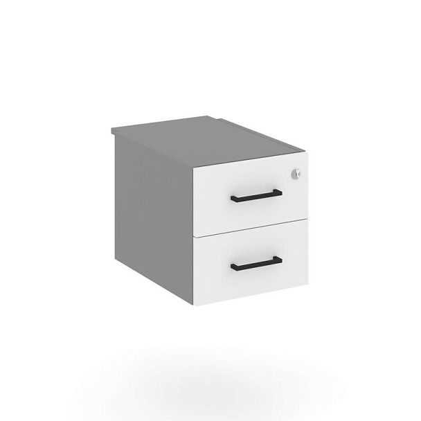 Стайл Проджект Тумба с двумя ящиками SN.TP-031 Серый Пепел/Белый/Черный Ручки 343*453*356 - Вид 1