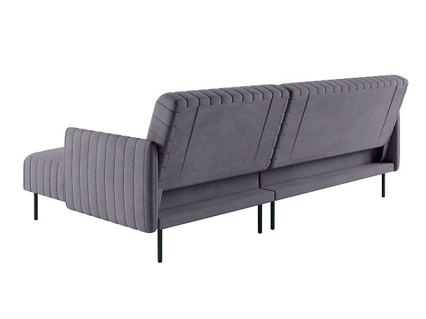 Baccara диван-кровать с шезлонгом, с подлокотниками, бархат серый 27 - Вид 6