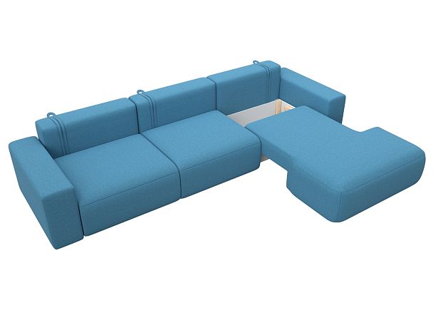 Диван угловой Лига-036 НПБ Классик Лонг правый угол Рогожка голубой - Вид 7