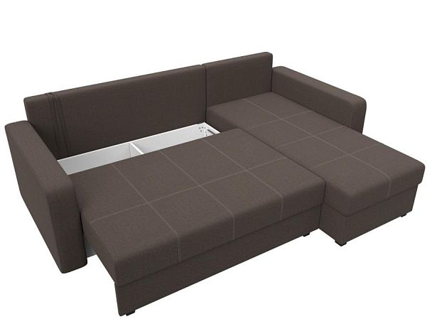 Диван угловой Ливерпуль Лайт правый угол Рогожка коричневый - Вид 7