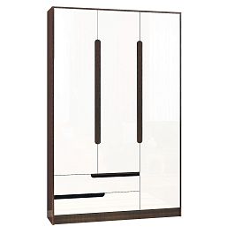 Шкаф 3-ств. Гавана (1236*2200*510) венге/акрил белый (выбирать белый глянец) - Фото предпросмотра