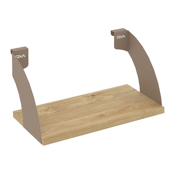 Навесные полки. Кронштейны+ЛДСП полка 400мм MAN-41-4 Тиквуд светлый/Мокко металл 400*220*200 - Вид 1