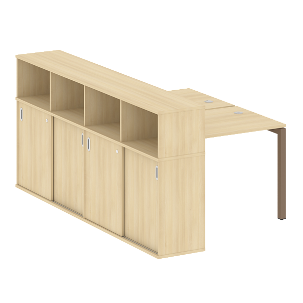 Metal System Quattro Р. ст. с шкафом-купе на П-образном м/к 50БП.РС-СШК-4.1 Т Акация/Мокко металл 1410*2332*1098 - Вид 1