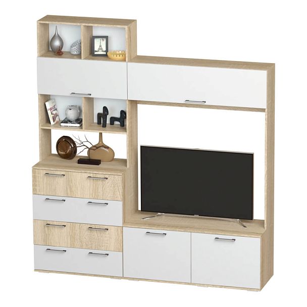 "Белладжио" Центральная секция ЦС-03 (2004х2176х460) сонома/белый - Вид 1