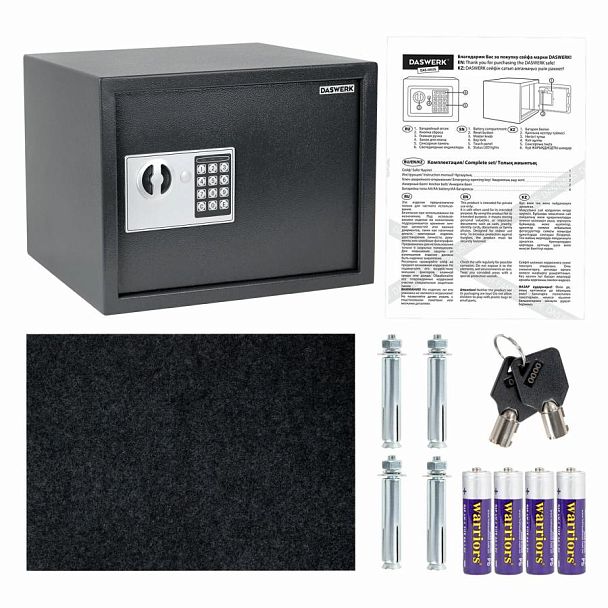 Сейф мебельный DASWERK SC-300EL (300х380х300 мм), электронный замок, графит, 291346 - Вид 12