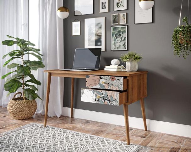 Стол рабочий Berber принт 50 с одной тумбой арт BB20/Print_50 - Вид 2