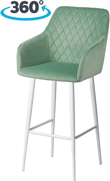 Барное поворотное кресло Барли К, Confetti aquamarine/белый - Вид 1