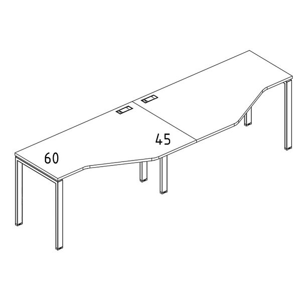 Рабочая станция на каркасе UNO (2х120) столы Техно A4 А4 Б1 051-2 БП белый премиум / металлокаркас антрацит - Вид 3