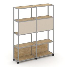 Shelf Mobile Стеллаж 5 уровней 2 секции VR.LT-STK-513.06 Тиквуд Светлый/Металл Серый/W-04 1170*400*2000 - Фото предпросмотра