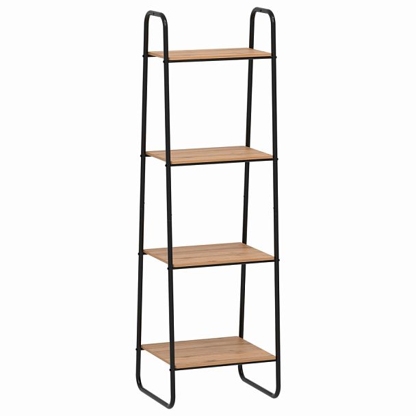 Стеллаж на металлокаркасе "Скандинавия-14", 450х385х1470 мм, 4 полки ЛДСП, черный/дуб, CТCП14 Ч - Вид 1