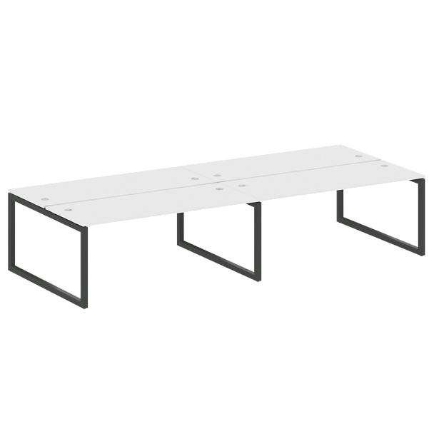 Metal System Quattro Р. ст. на 4 раб. места на О-образном м/к 50БО.СМ-4.5 Белый/Антрацит металл 3600*1475*750 - Вид 1