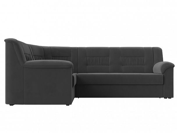 Угловой диван Карелия левый угол (полностью велюр серый) - Вид 2