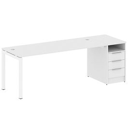 Metal System Quattro Р. ст. с тумбой на П-образном м/к 50БП.РС-СТП-1.5 Белый/Белый металл 2212*720*750 - Фото предпросмотра