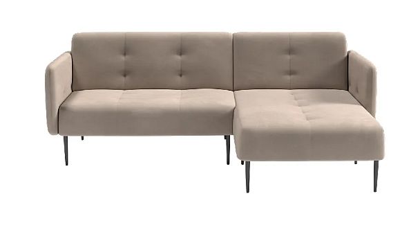 Monaco диван-кровать с шезлонгом, с подлокотниками, бархат пепельно-бежевый 25 - Вид 1