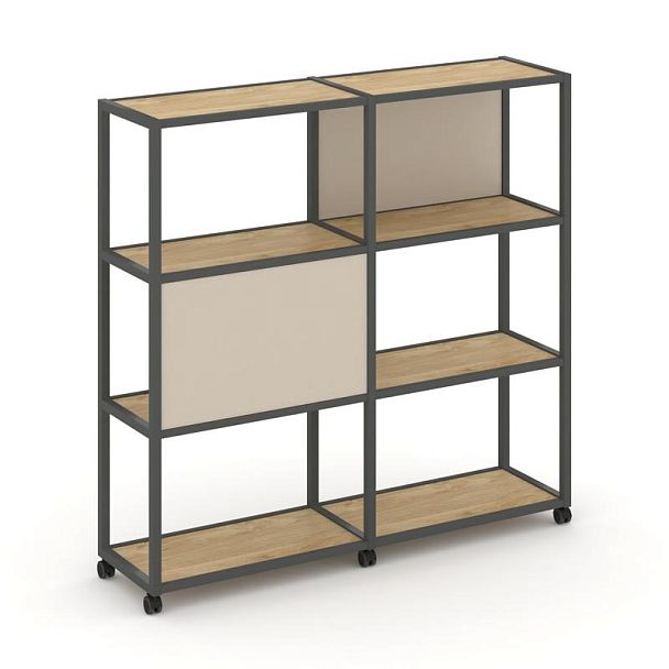Shelf Mobile Стеллаж 4 уровня 2 секции VR.LT-STK-412.06 Тиквуд Светлый/Металл Антрацит/W-04 1170*400*1523 - Вид 1
