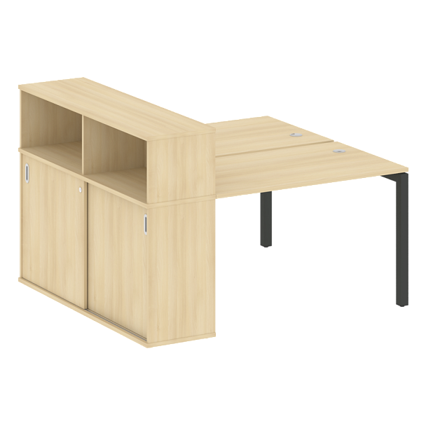 Metal System Quattro Р. ст. с шкафом-купе на П-образном м/к 50БП.РС-СШК-2.2 Т Акация/Антрацит металл 1610*1475*1098 - Вид 1