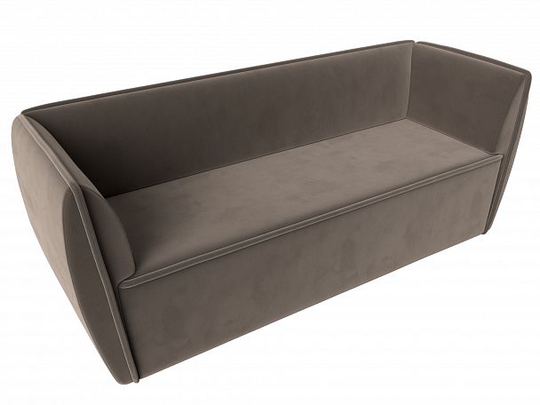 Прямой диван Бергамо 3-х местный (полностью велюр коричневый) - Вид 5
