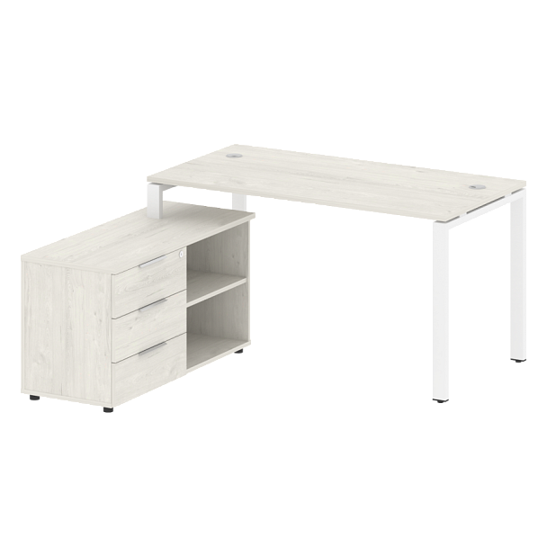 Metal System Р. ст. с тумбой на П-образном м/к БП.РС-СТС-2.3 (L) Дуб наварра/Белый металл 1500*1520*750 - Вид 1