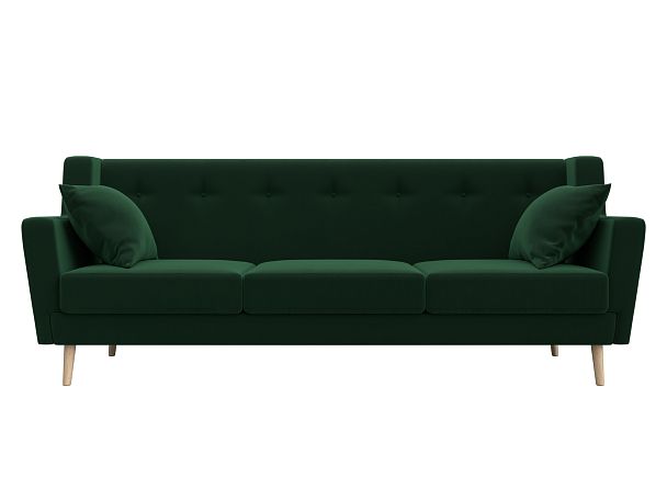Прямой диван Брайтон 3 (полностью велюр зеленый) - Вид 2
