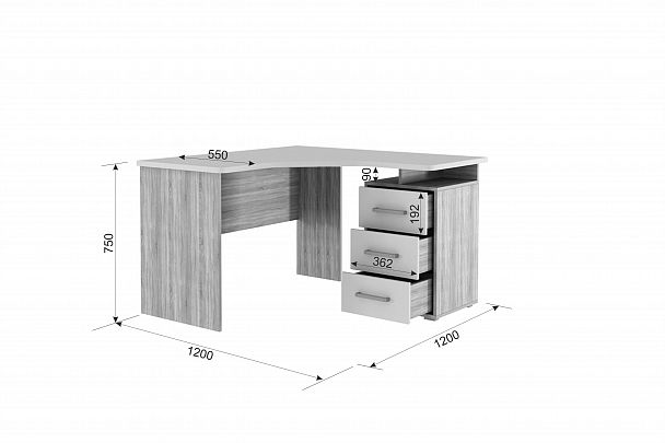 Лайт-2 Стол компьютерный 1200 угловой SKL2.2N02.1623 дуб сонома/белый - Вид 4